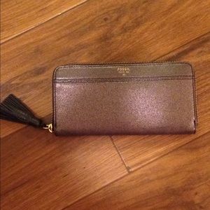Fossil black Metallic Clutch Wallet